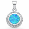 925 Sterling Silver Bezel Simulated Stone Round CZ Pendant