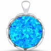 925 Sterling Silver Simulated Stone Charm Round Fashion Pendant
