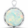 925 Sterling Silver Simulated Stone Charm Round Fashion Pendant