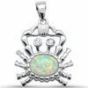 925 Sterling Silver Charm Simulated Stone Crab Pendant