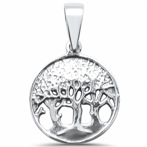 925 Sterling Silver Tree of Life Charm Plain Round Pendant