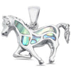 925 Sterling Silver Horse Charm Simulated Stone Pendant