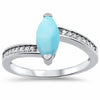 925 Sterling Silver Larimar Round CZ Marquise Ring