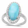 925 Sterling Silver Created Opal Oval Cocktail Ring