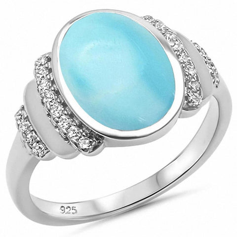 925 Sterling Silver Oval Lab Created White Opal Round CZ Fashion Ring
