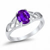 925 Sterling Silver Oval Created White Opal Black Tone Engagement Ring