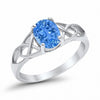 925 Sterling Silver Oval Created White Opal Black Tone Engagement Ring