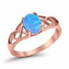 925 Sterling Silver Oval Created White Opal Black Tone Engagement Ring
