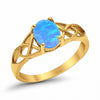 925 Sterling Silver Oval Created White Opal Black Tone Engagement Ring