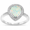 925 Sterling Silver Blue Opal Simulated Round CZ Bridal Ring