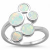 925 Sterling Silver Created Blue Opal Animal Paw Design Ring