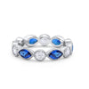 4mm Eternity Style Art Deco Band Ring Marquise Round Cubic Zirconia 925 Sterling Silver