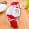 New Design Leather Strap Wrist Watch With Crystal Solid Color For Women