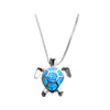 Women Blue Opal Turtles Necklace Jewelry With 925 Sterling Silver Pendants For Women