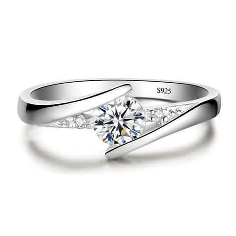 925 Sterling Silver 0.5ct Simulated Clear CZ Wedding Engagement Ring