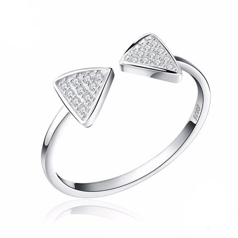925 Sterling Silver CZ Paved Bow Open Cuff Adjustable Finger Rings for Women