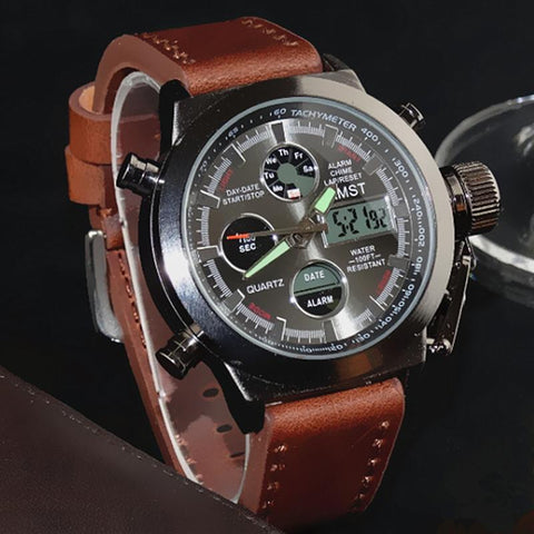 Military Dive 50M Nylon & Leather Strap LED Watches