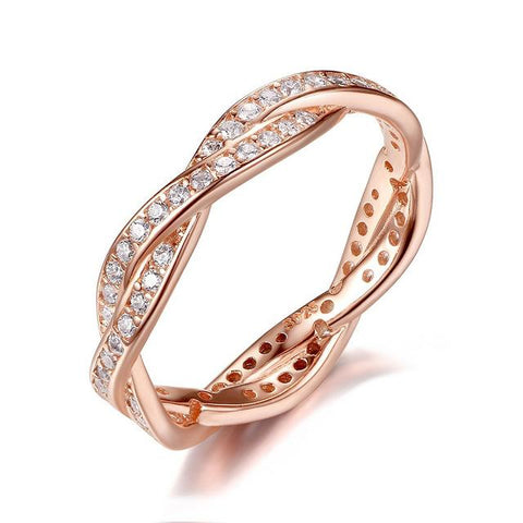 Authentic 925 Sterling Silver Twist Of Fate Clear CZ Women Wedding Ring