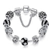 Authentic 925 Enamel Silver Crystal Bracelet For Women