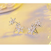 925 Sterling Silver Butterfly Star Flower CZ Zircon Stud Earrings For Women