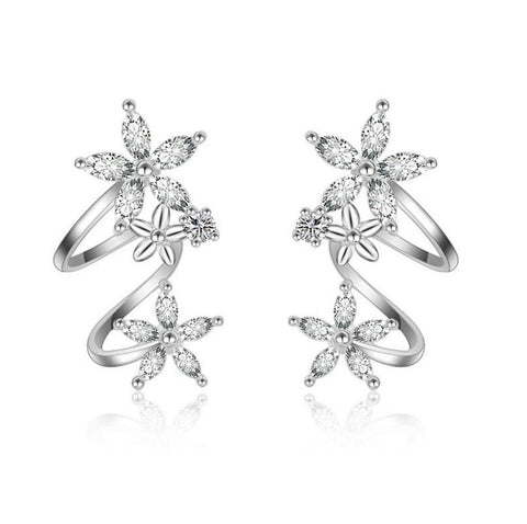 925 Sterling Silver Butterfly Star Flower CZ Zircon Stud Earrings For Women