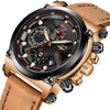 Male Watch Leather Automatic Date Quartz Waterproof Sport Clock