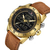 Sports Waterproof Multi function LED Chronograph Leather Wrist Watch Clock 9144