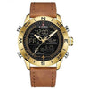 Sports Waterproof Multi function LED Chronograph Leather Wrist Watch Clock 9144