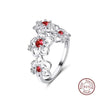 100% Real Sterling Silver Women Flower Rings