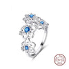 100% Real Sterling Silver Women Flower Rings