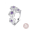 100% Real Sterling Silver Women Flower Rings