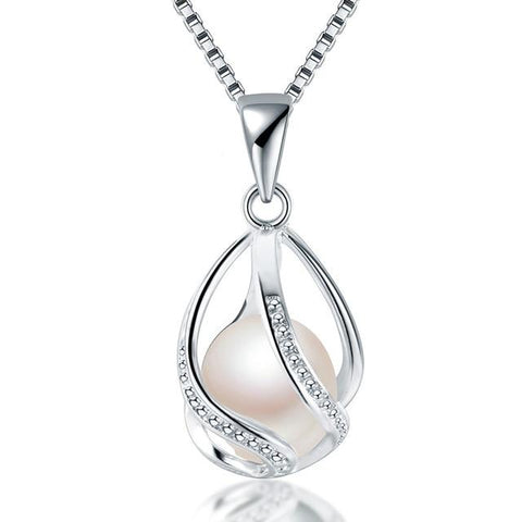 100% Natural Freshwater Pearl Jewelry With 925 Sterling Silver Pendant Necklace For Women