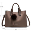 Premium Quality PU Leather Tote Handbag with Fur Ball