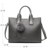 Premium Quality PU Leather Tote Handbag with Fur Ball