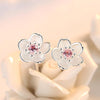 Cherry Blossoms Flower Crystal Earring With 100% 925 Sterling Silver For Women