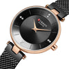 Classic Black Steel Mesh Wrist Watch For Women