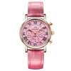 Red Leather Design Watch For Women With Calendar Multifunction