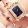 Diamonds Rectangle Dial With Stainless Steel Band Wrist Watch For Women
