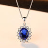Elegant Oval Princess Sapphire Pendant Necklace With 100% 925 Sterling Silver For Women