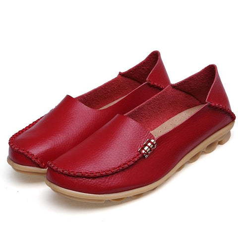 Women Casual Flats Genuine Leather & Slip On Loafers Cow Driving Shoes