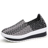 Summer Casual Woven Platform Sneakers Shoes For Women With Slip on Wedge Sneakers