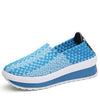 Summer Casual Woven Platform Sneakers Shoes For Women With Slip on Wedge Sneakers