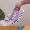 Students Comfortable Round Toe Lace up Low Top Flats Spring Canvas Shoes