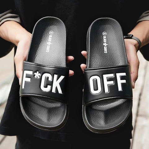 Men’s Casual Breathable Beach Slippers Wedge Black White Flip Flops