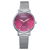 Silver Popular Pink Dial Flowers Wrist Watch For Women