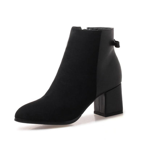 Thick High Heels Ankle Zip Footwear For Women Women With Round Toe Boots