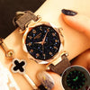Star Sky Dial Wrist Watch With Rose Gold Color For Women