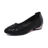 Crystal Soft Genuine Leather Low Heels Footwear Square Shoes For Women