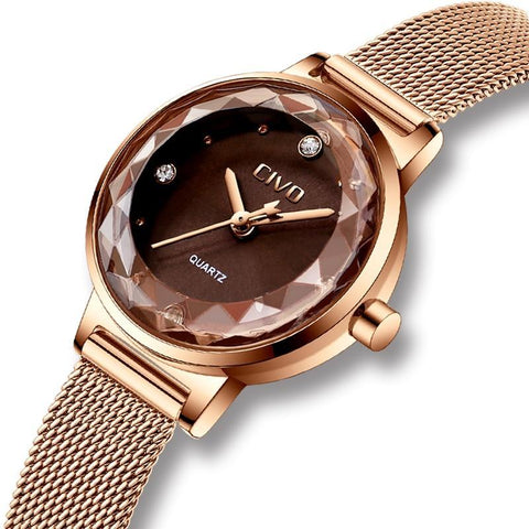 Crystal Lady Watches Brand Women Dress Watch Waterproof Rose Gold For Women