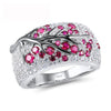 Ruby & Clear Simulated CZ 925 Sterling Silver Party Wear Ring